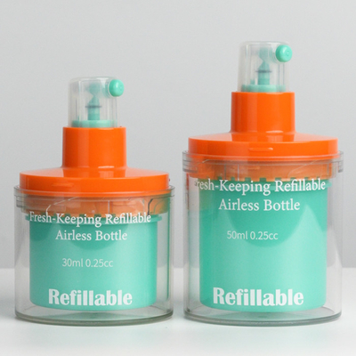 Nạp lại 30ml 50ml chai bơm không khí cho kem mỹ phẩm với in nóng và màu sắc tùy chỉnh