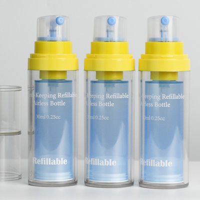Các nhà sản xuất chai PET hai bức tường có thể lấp đầy lại 30ml bơm không khí