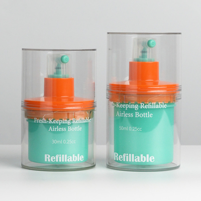 Nạp lại 30ml 50ml chai bơm không khí cho kem mỹ phẩm với in nóng và màu sắc tùy chỉnh